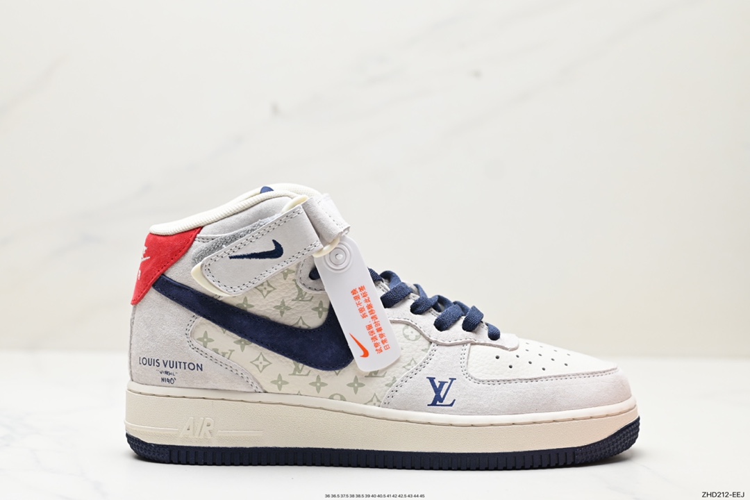 300 海外限量发售！NIke Air Force 1 ’07 Low “LV联名–灰蓝猪八印花”空军一号  DQ7688-100