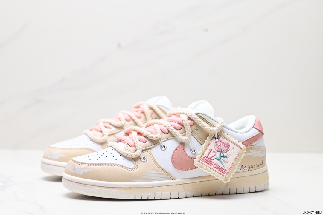 160 耐克Nike SB Dunk Low GS"Rose Pink/White"扣篮系列低帮板鞋“玫瑰粉白绑绳”DH9765-100