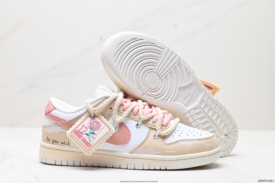 160 耐克Nike SB Dunk Low GS"Rose Pink/White"扣篮系列低帮板鞋“玫瑰粉白绑绳”DH9765-100