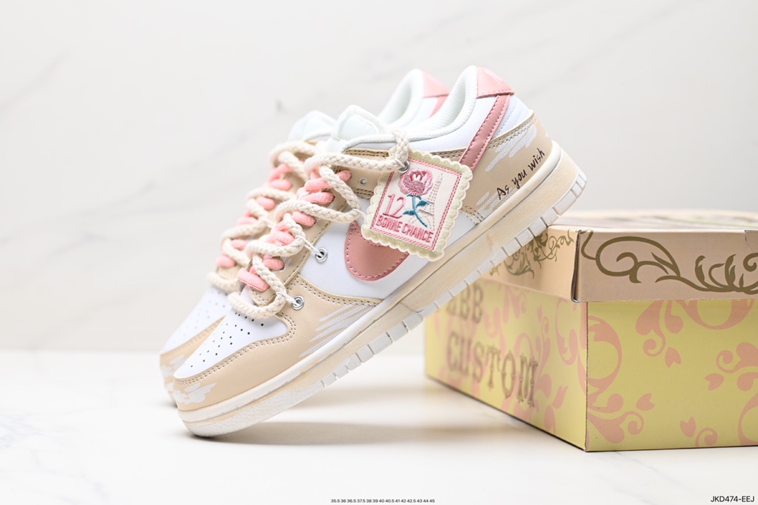 160 耐克Nike SB Dunk Low GS"Rose Pink/White"扣篮系列低帮板鞋“玫瑰粉白绑绳”DH9765-100