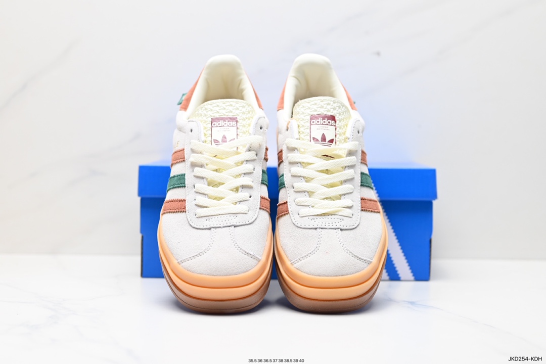 160 Adidas Originals Gazelle Bold W 羚羊松糕板鞋“翻毛浅灰深绿酒红生胶底” IG3685