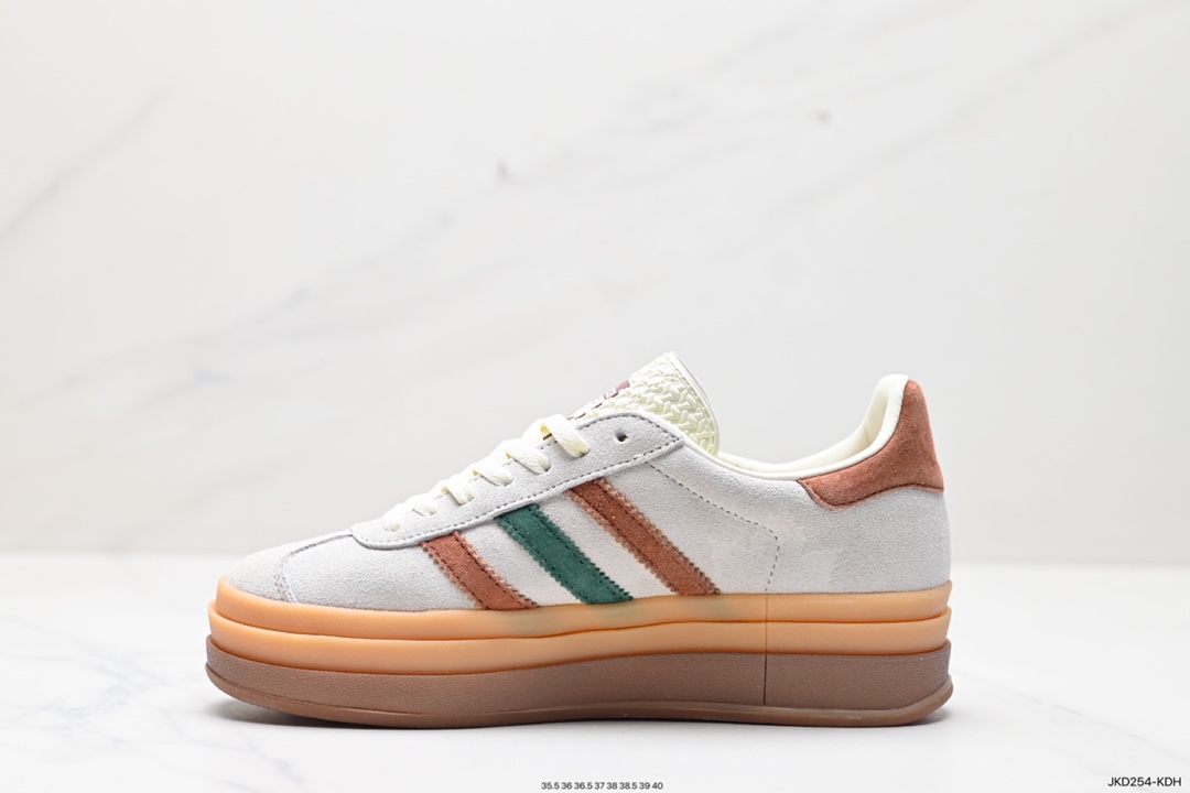 160 Adidas Originals Gazelle Bold W 羚羊松糕板鞋“翻毛浅灰深绿酒红生胶底” IG3685