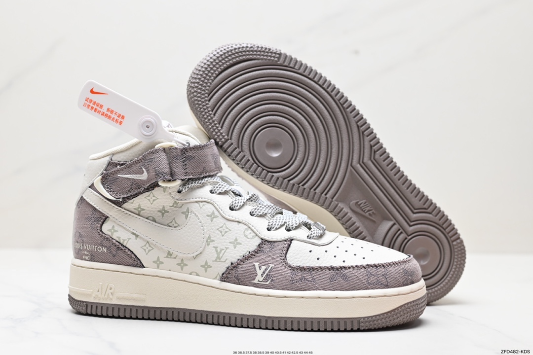 280 海外限量发售！NIke Air Force 1 ‘07 Low “LV联名—灰蓝猪八印花”空军一号  DQ7688-100