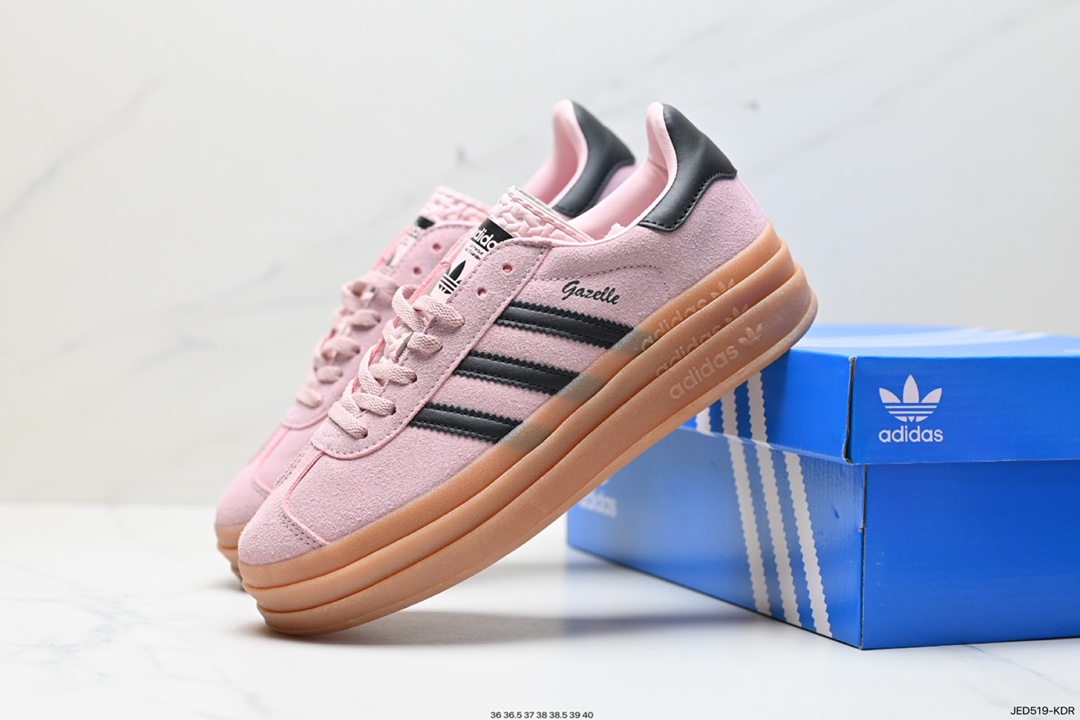 150 Adidas Originals Gazelle Bold W 羚羊松糕系列“翻毛灰黑生胶底” 三叶草厚底休闲防滑耐磨低帮板鞋 IE0429