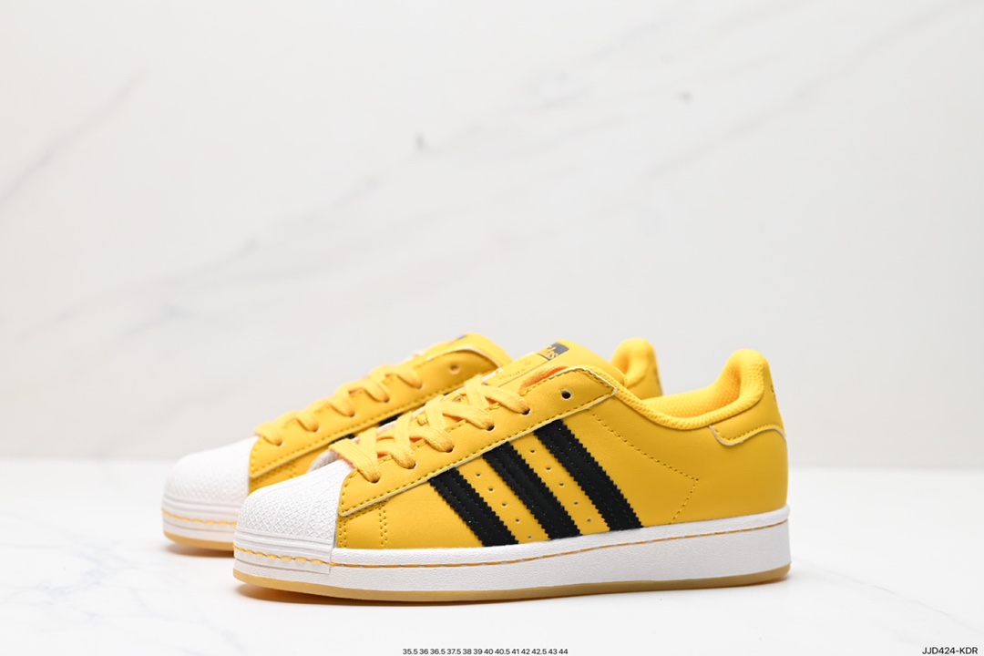 130 阿迪达斯/三叶草Adidas Originals Superstar”Bold Gold“经典板鞋“皮革黄白黑笑脸LOGO”GY2070