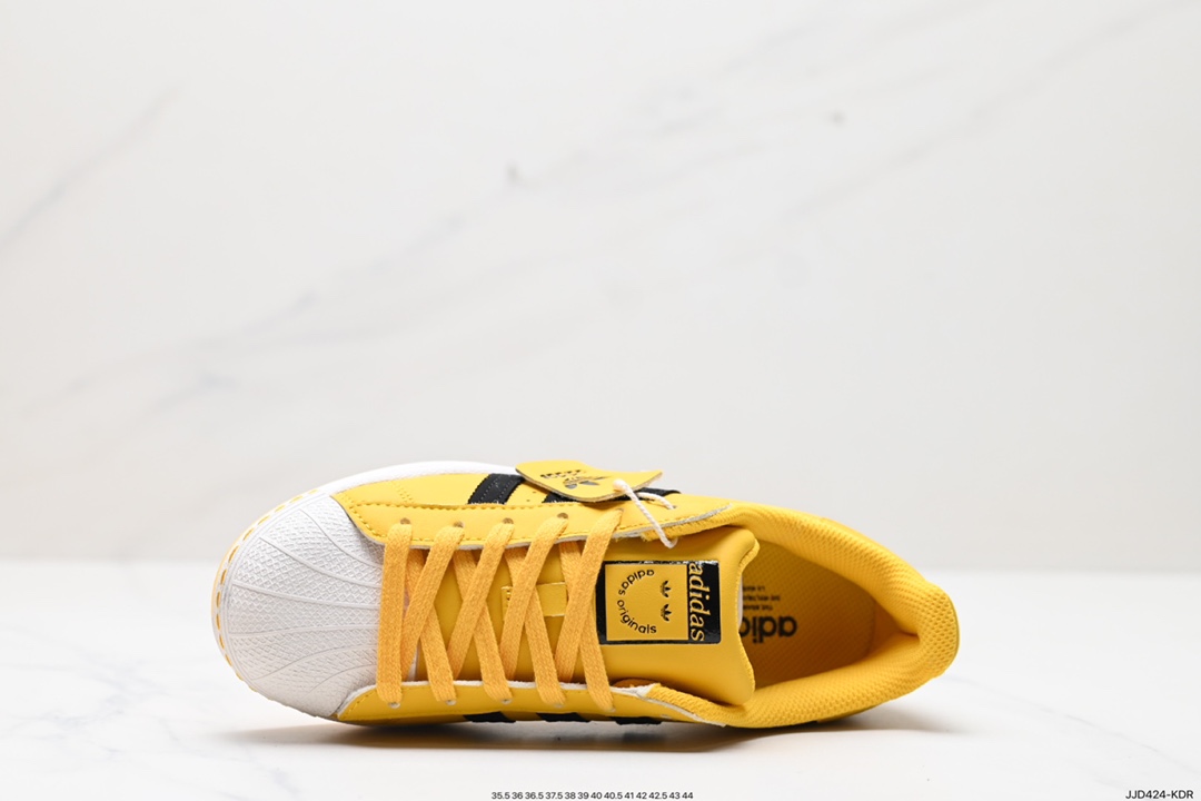 130 阿迪达斯/三叶草Adidas Originals Superstar”Bold Gold“经典板鞋“皮革黄白黑笑脸LOGO”GY2070