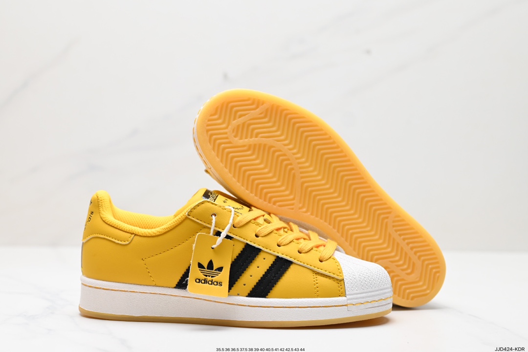 130 阿迪达斯/三叶草Adidas Originals Superstar”Bold Gold“经典板鞋“皮革黄白黑笑脸LOGO”GY2070