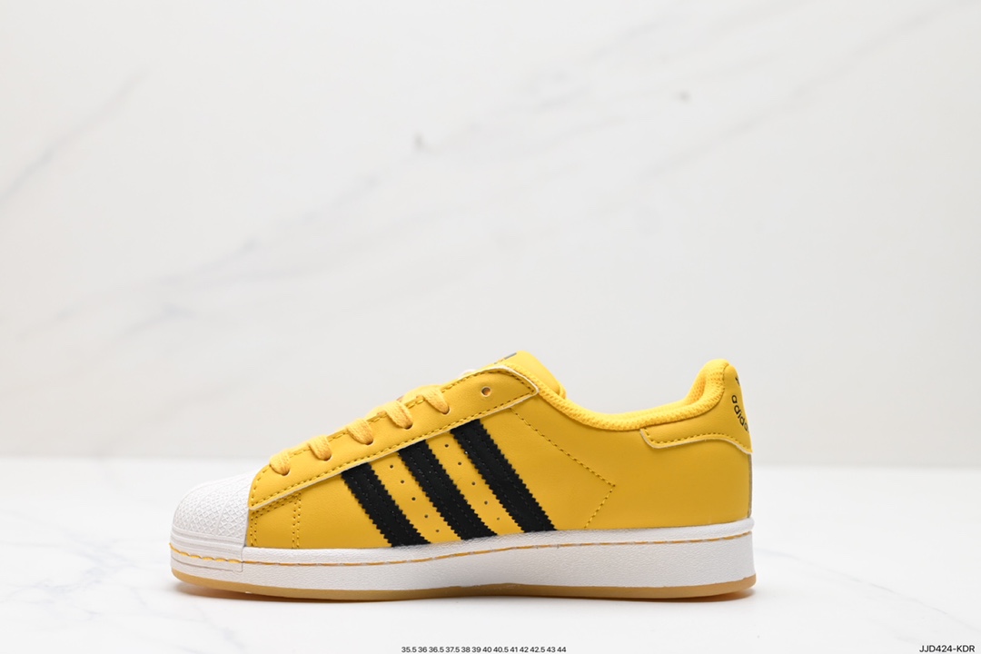 130 阿迪达斯/三叶草Adidas Originals Superstar”Bold Gold“经典板鞋“皮革黄白黑笑脸LOGO”GY2070