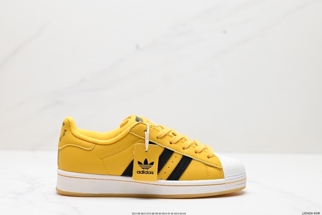 130 阿迪达斯/三叶草Adidas Originals Superstar”Bold Gold“经典板鞋“皮革黄白黑笑脸LOGO”GY2070