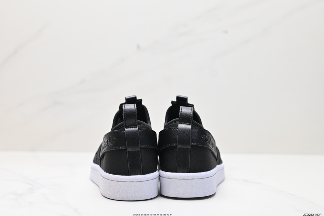 140 三叶草Adidas Superstar SlipOn经典贝壳头交叉绑带一脚蹬休闲百搭板鞋“黑白 S81337