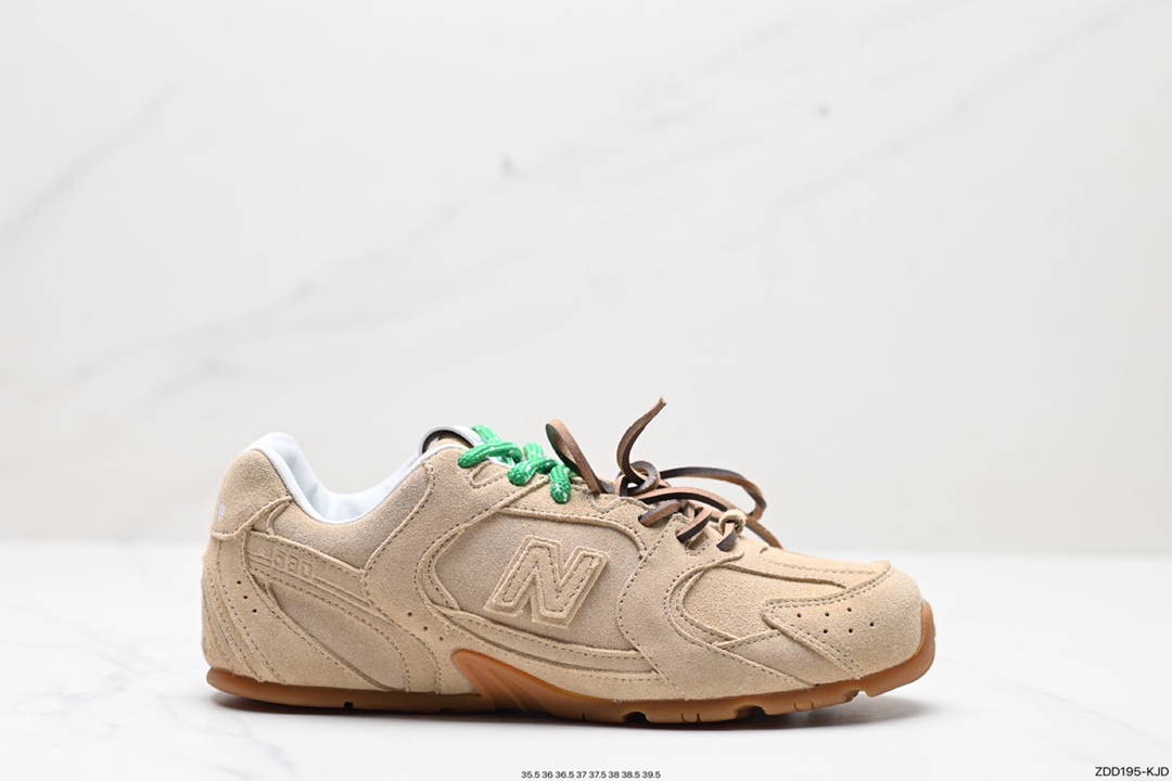 230 缪缪MiuMiu x NB新百伦New Balance 530 SL系列低帮经典慢跑鞋“联名翻毛卡其鞋带”5E165E_Z5O_F0401_F_D005