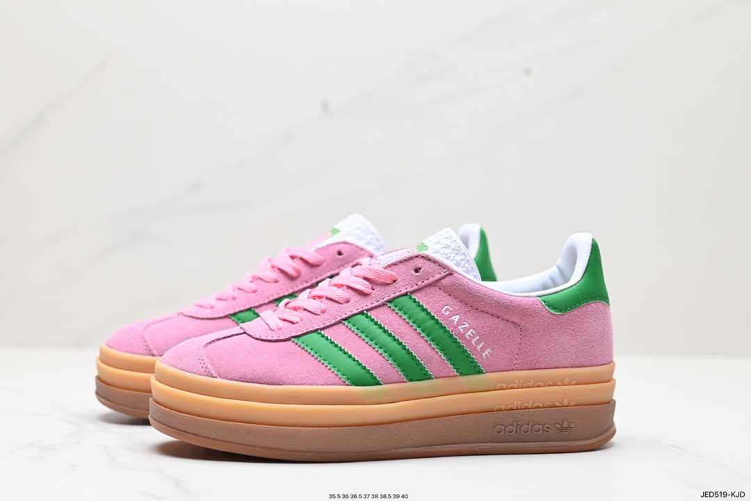 150 阿迪达斯Adidas Originals Gazelle Bold W 羚羊松糕板鞋“淡粉红绿生胶底” IE0420