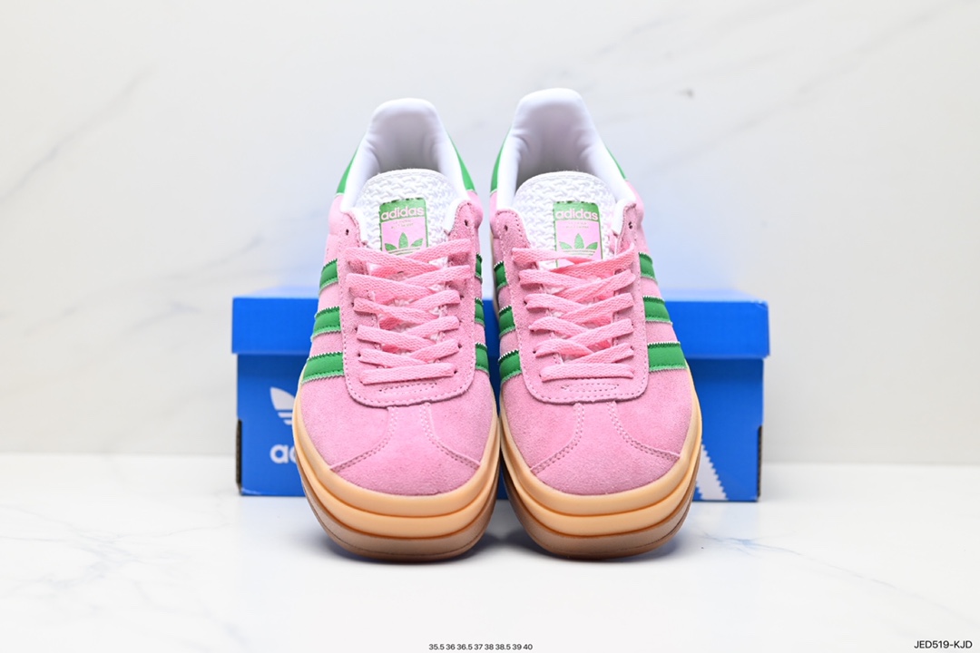 150 阿迪达斯Adidas Originals Gazelle Bold W 羚羊松糕板鞋“淡粉红绿生胶底” IE0420