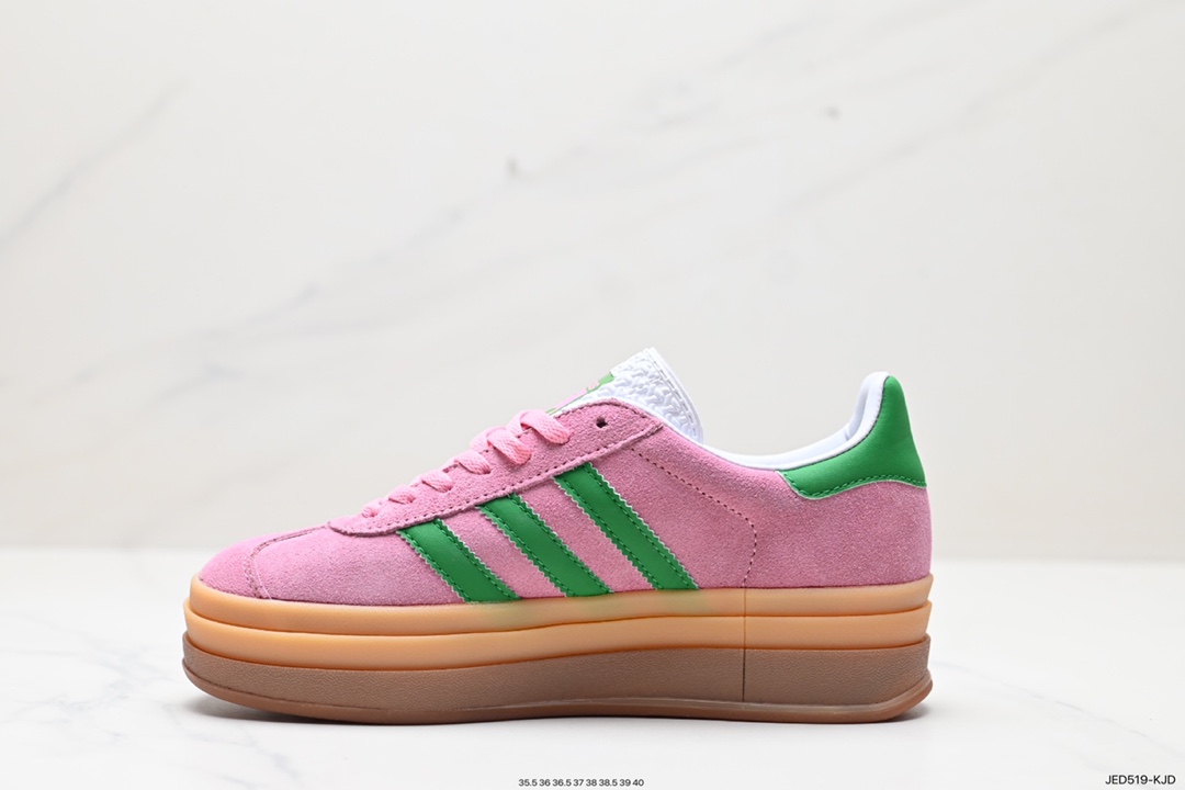 150 阿迪达斯Adidas Originals Gazelle Bold W 羚羊松糕板鞋“淡粉红绿生胶底” IE0420