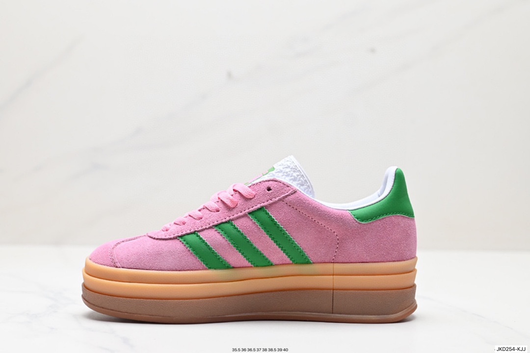 160 阿迪达斯Adidas Originals Gazelle Bold W 羚羊松糕板鞋“淡粉红绿生胶底”  IE0420