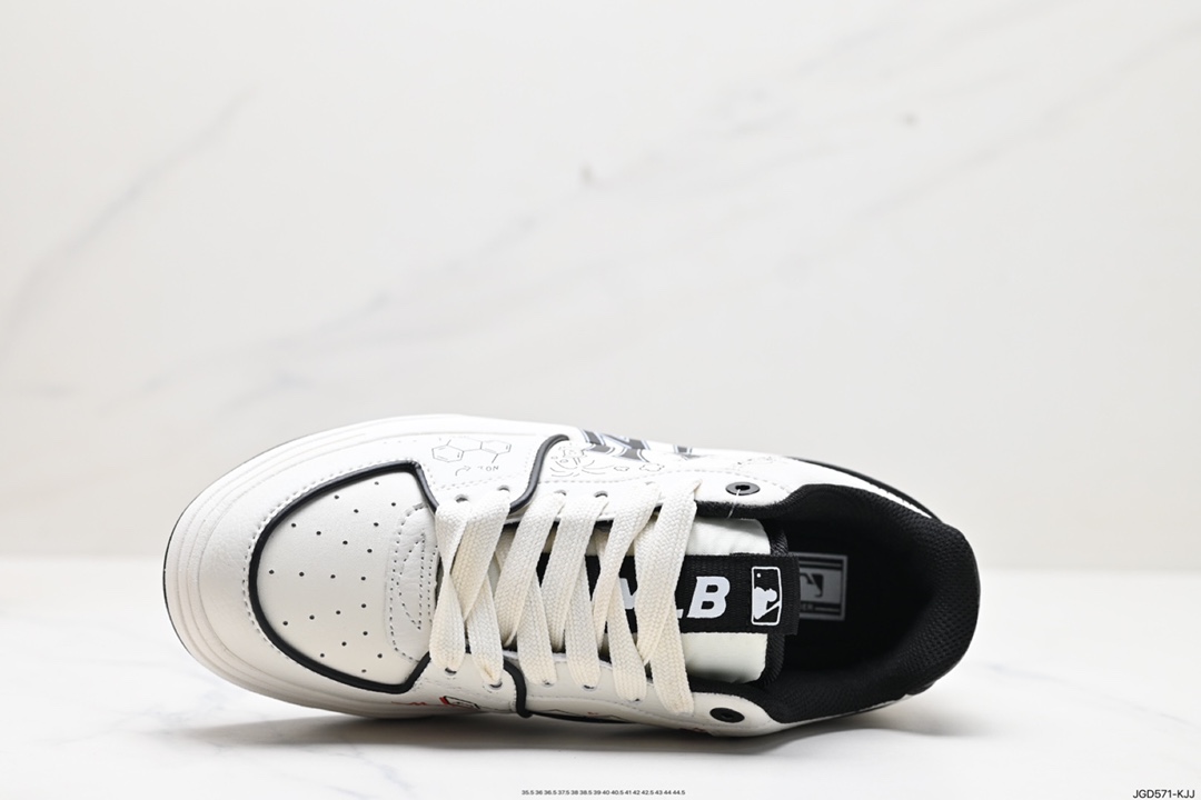 Korea Limited Release NY Yankees Limited x MLB Big Ball Chunky Mesh Thick-soled Running Shoes ”Mesh Ivory Black NY Print” 3ASXCA12N (C001)