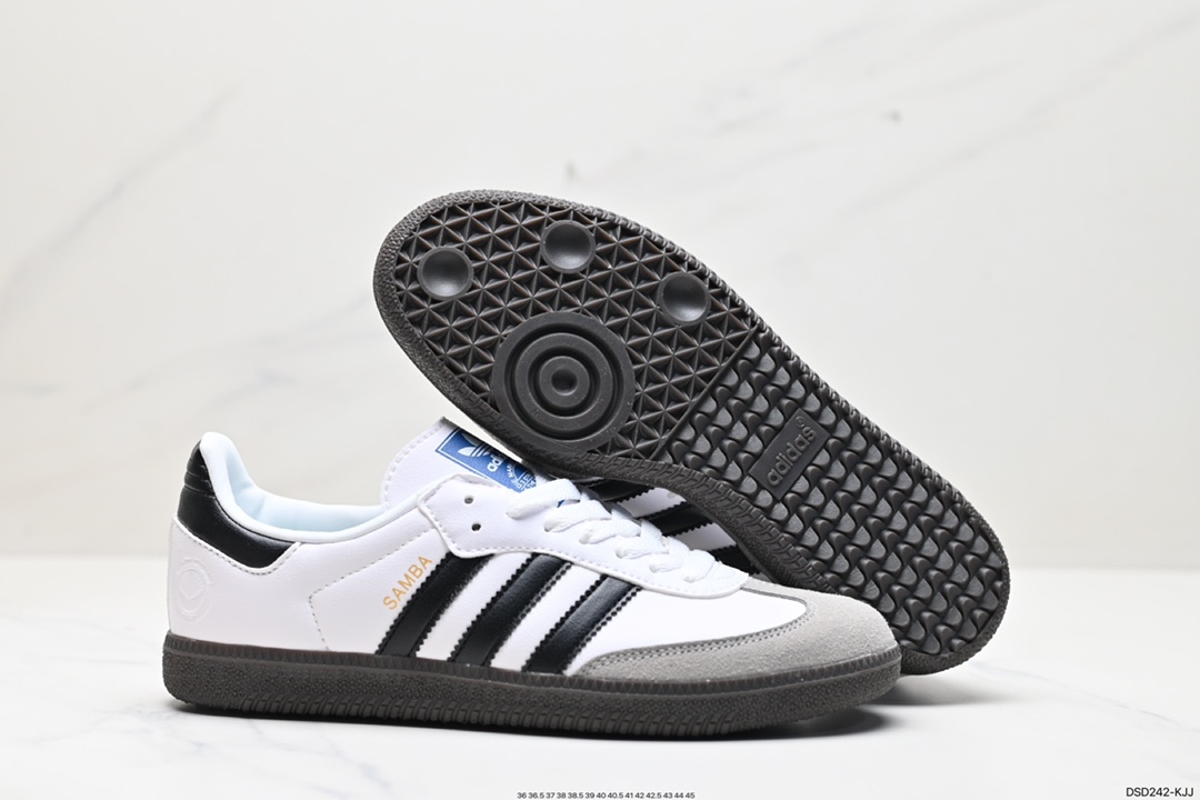 100 阿迪达斯三叶草Adidas Originals Samba Vegan OG”SPD”桑巴舞板鞋“银雾公主蕾丝边焦糖底”  B75806