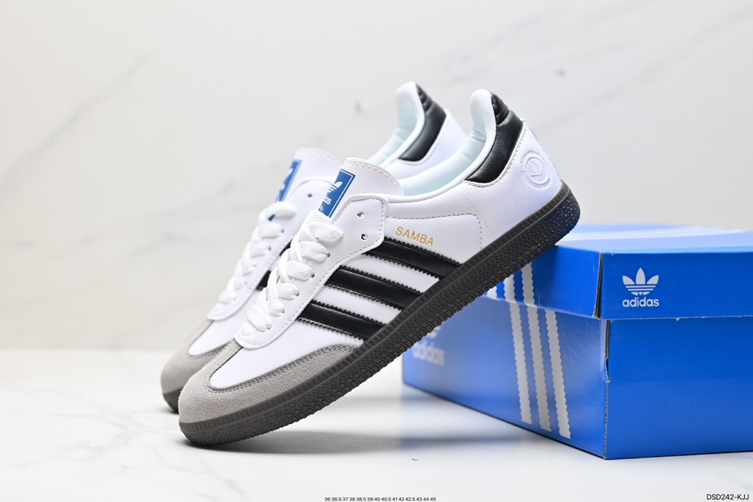 100 阿迪达斯三叶草Adidas Originals Samba Vegan OG”SPD”桑巴舞板鞋“银雾公主蕾丝边焦糖底”  B75806