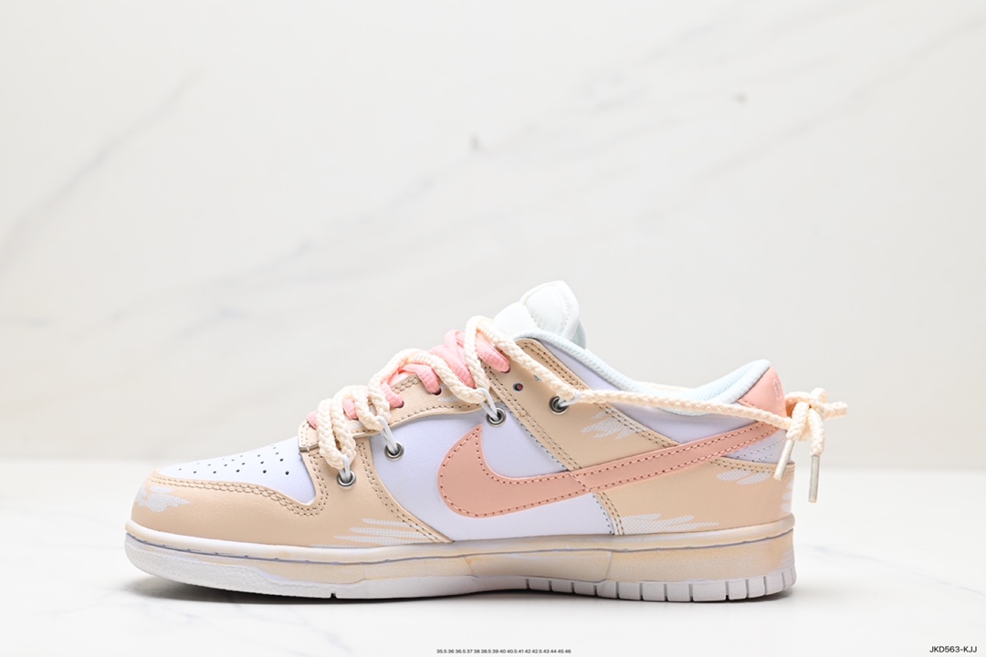 160 耐克Nike SB Dunk Low GS”Rose Pink/White”扣篮系列低帮板鞋“玫瑰粉白绑绳”DH9765-100