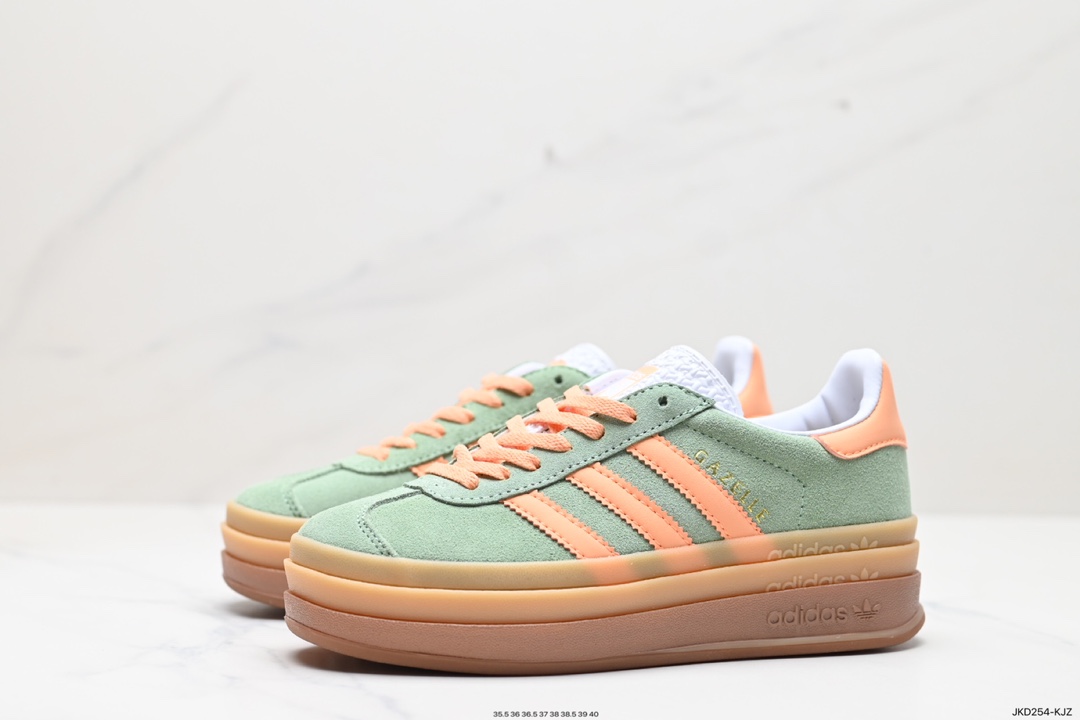 160 阿迪达斯Adidas Originals Gazelle Bold W 羚羊松糕板鞋“淡粉红绿生胶底”  IH7495