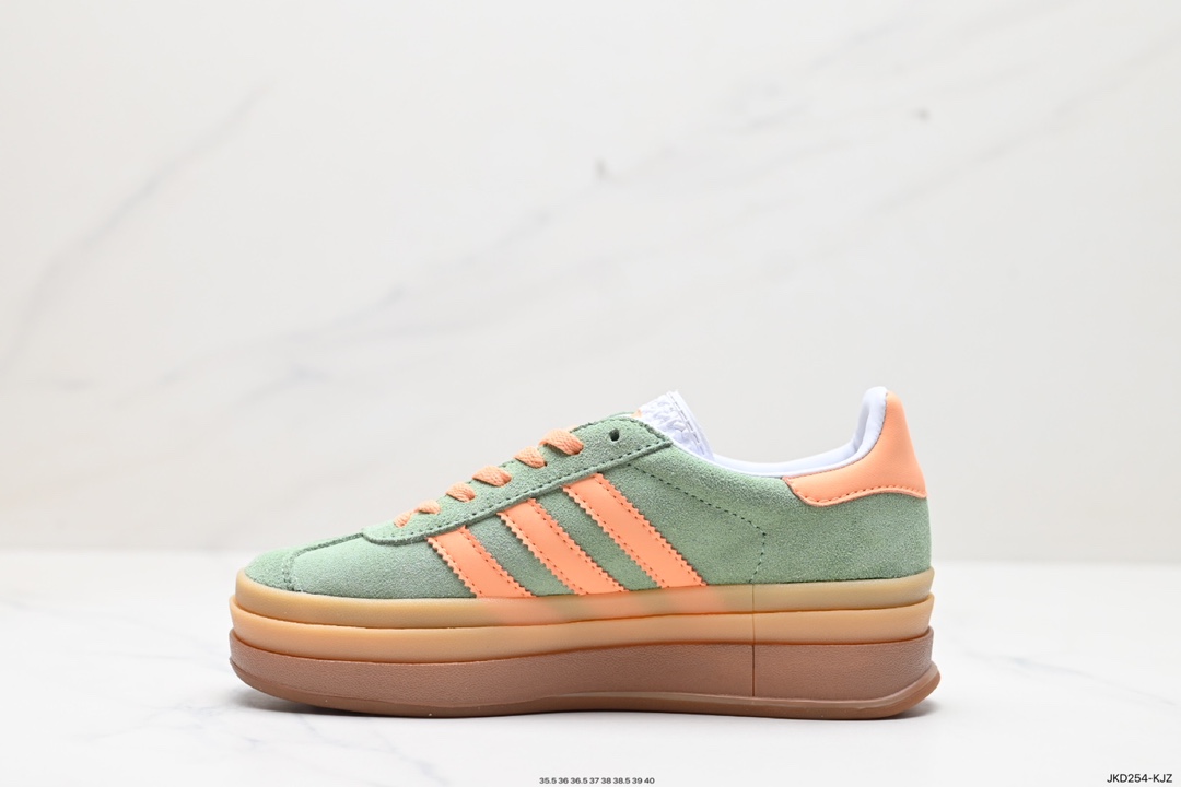 160 阿迪达斯Adidas Originals Gazelle Bold W 羚羊松糕板鞋“淡粉红绿生胶底”  IH7495