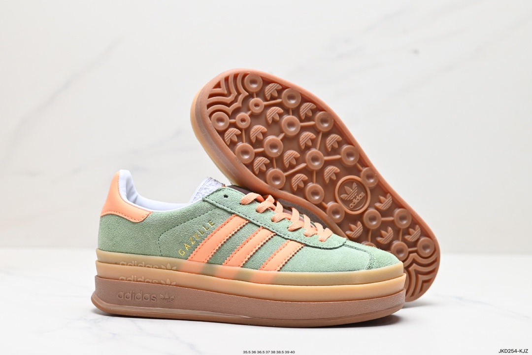 160 阿迪达斯Adidas Originals Gazelle Bold W 羚羊松糕板鞋“淡粉红绿生胶底”  IH7495