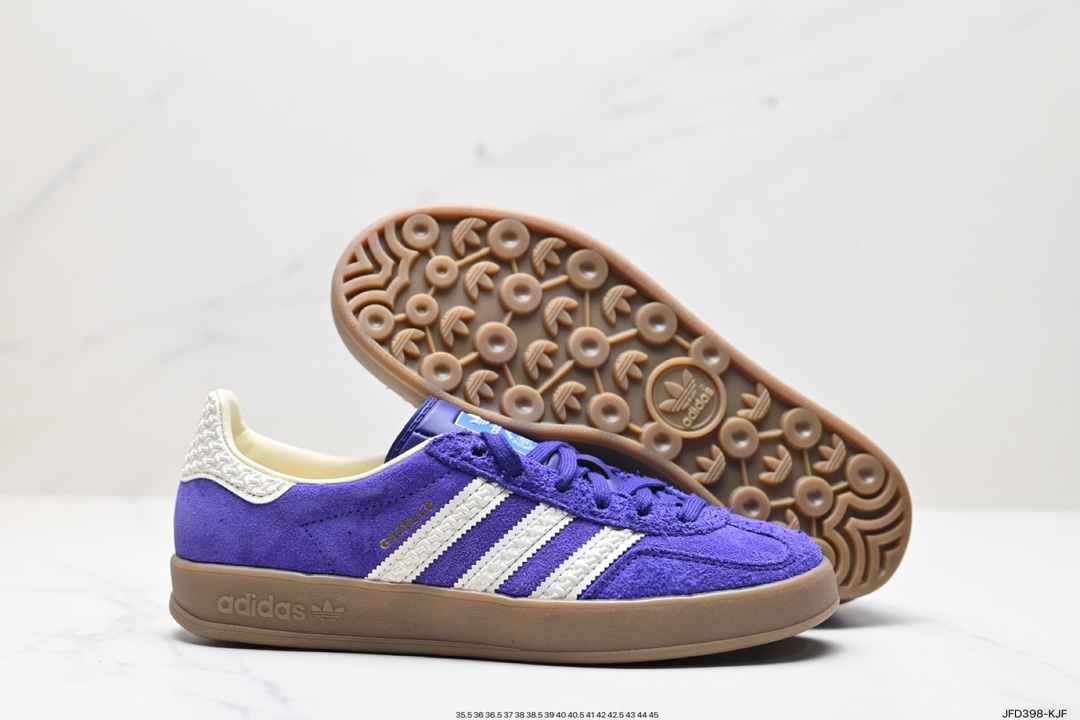 170 阿迪达斯 adidas Originals Gazelle INdoor 紫白 三叶草休闲防滑耐磨低帮板鞋  IF1806