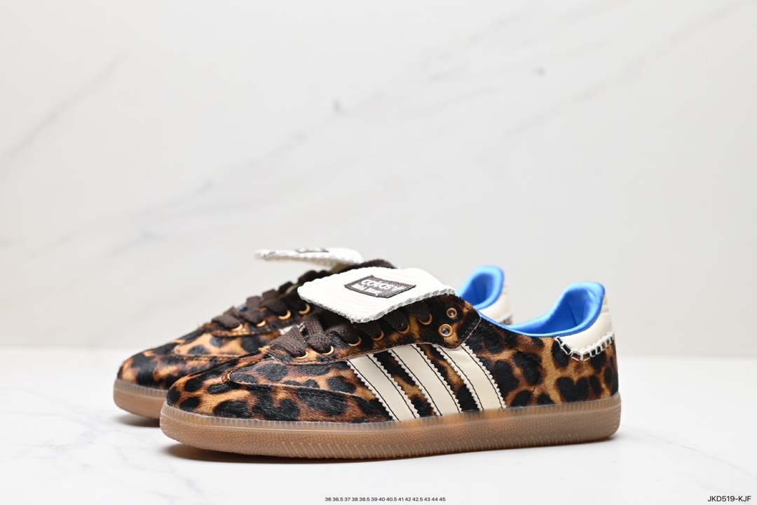 160 Wales Bonner x Adidas Originals Samba Classic”Black Pony“桑巴舞系列绅士德训足球百搭皮革板鞋 IE0578