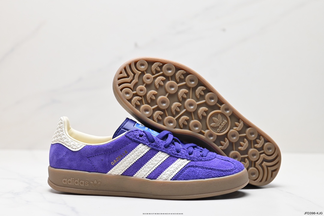 170 阿迪达斯 adidas Originals Gazelle INdoor 紫白 三叶草休闲防滑耐磨低帮板鞋  IF1806