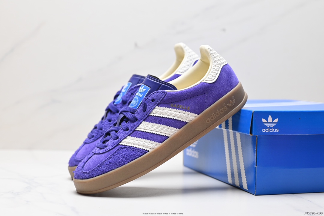 170 阿迪达斯 adidas Originals Gazelle INdoor 紫白 三叶草休闲防滑耐磨低帮板鞋  IF1806