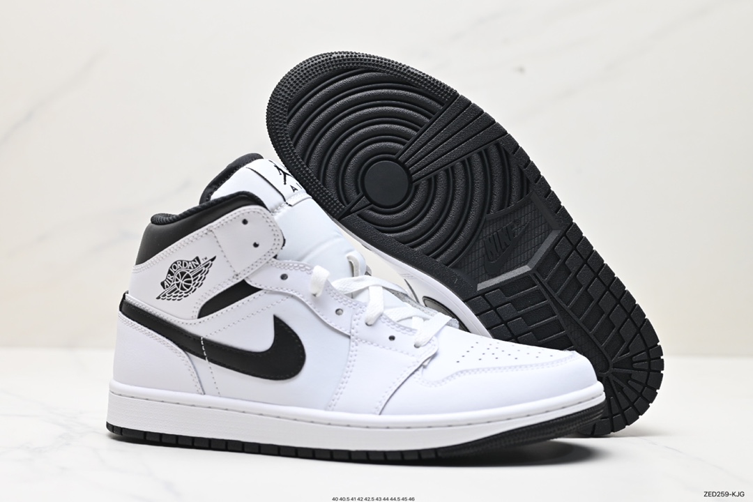 260 Nike Air Jordan 1 Mid”Reverse Panda White Black”AJ1乔丹一代篮球鞋“f反转白黑熊猫”DQ8426-132