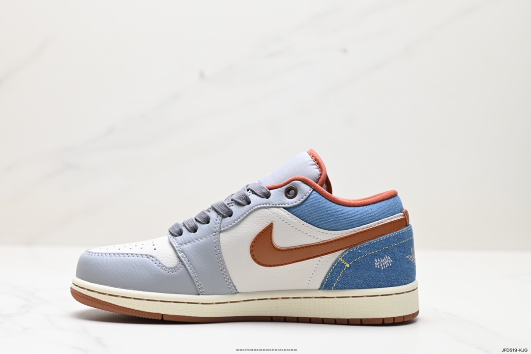 170 耐克Nike Air Jordan 1 Low SE”Phantom Denim Swoosh”AJ1乔丹一代低帮篮球鞋“灰棕牛仔蓝情人节”FZ5045-091