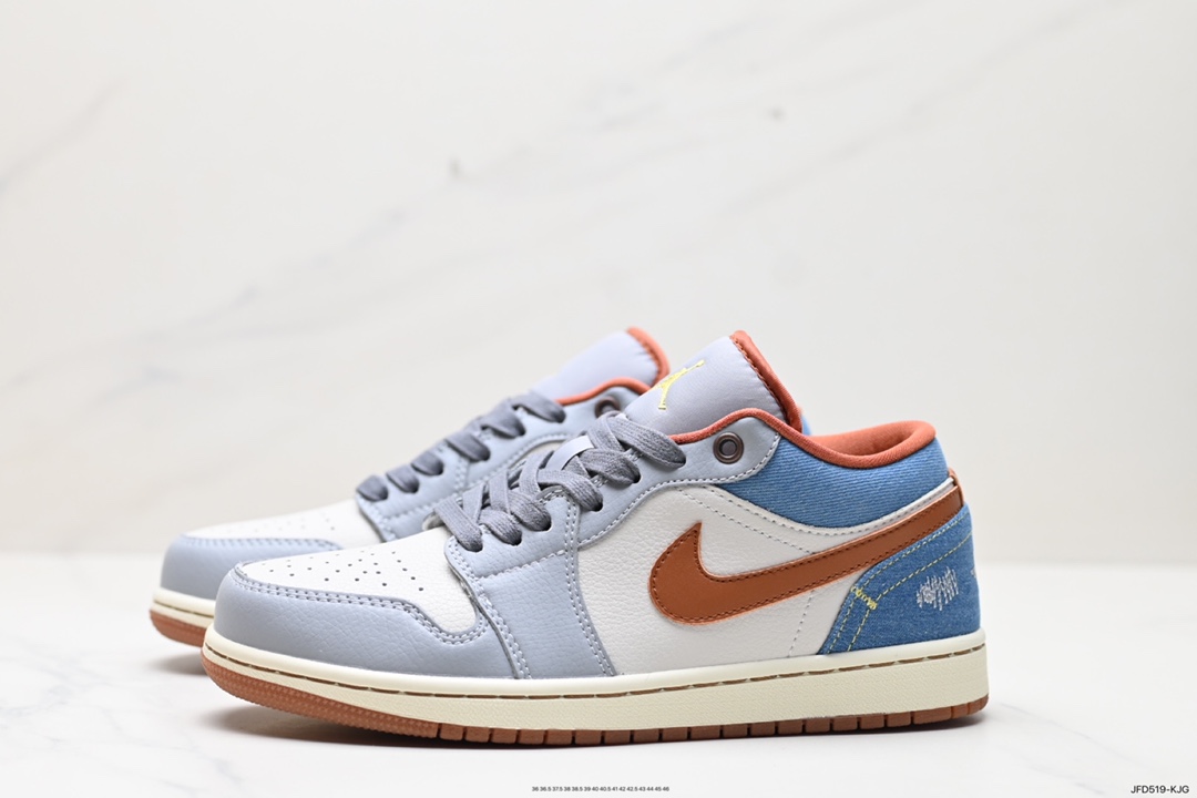 170 耐克Nike Air Jordan 1 Low SE”Phantom Denim Swoosh”AJ1乔丹一代低帮篮球鞋“灰棕牛仔蓝情人节”FZ5045-091