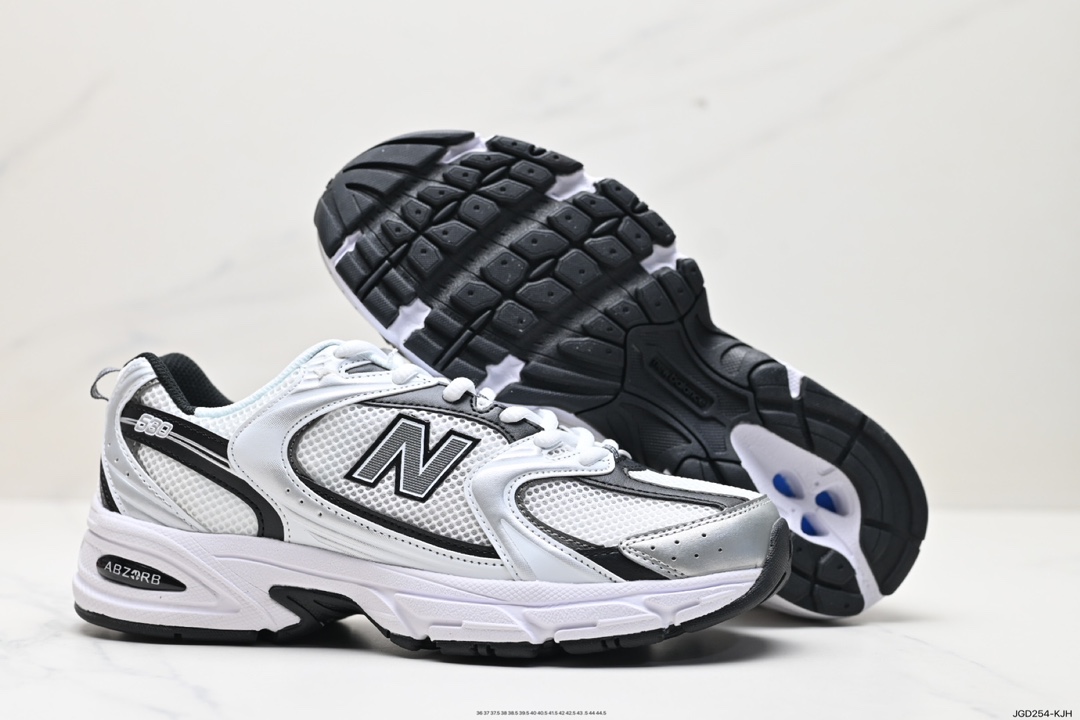 180 New Balance MR530系列复古老爹风网布跑步休闲运动鞋“浅灰深灰白”MR530LB