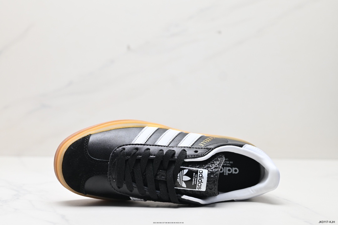 160 Adidas Originals Gazelle Bold W 羚羊松糕系列复古板鞋“皮革黑白生胶底”IG1733