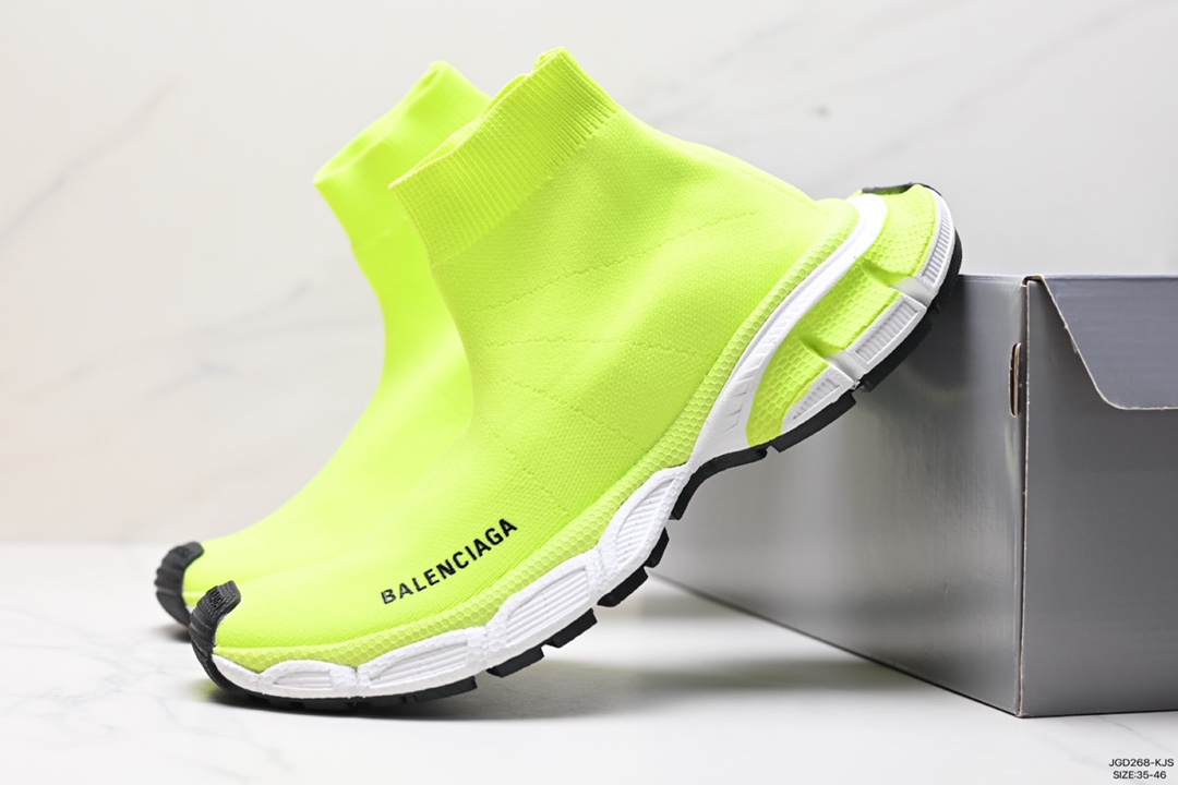 180 巴黎世家BALENCIAGA 3XL Sock Knit Sneaker 3XL针织系列中帮袜运动鞋“针织黑白LOGO”758483 W2DG1 1090