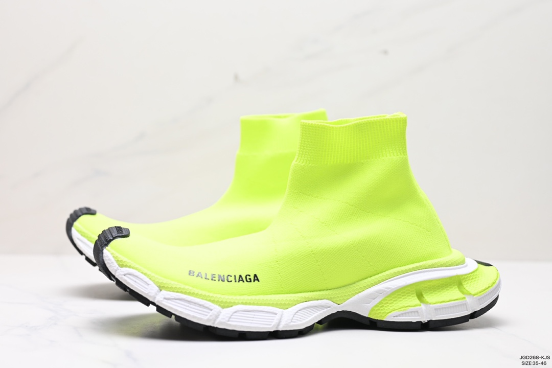 180 巴黎世家BALENCIAGA 3XL Sock Knit Sneaker 3XL针织系列中帮袜运动鞋“针织黑白LOGO”758483 W2DG1 1090