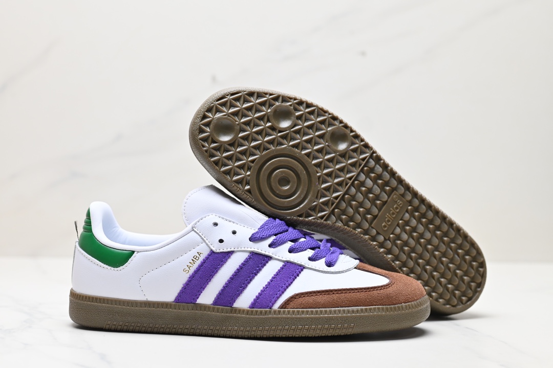 130 阿迪达斯Adidas originals Gazelle Indoor ”棕紫绿“ 这款阿迪达斯运动鞋 ID8349