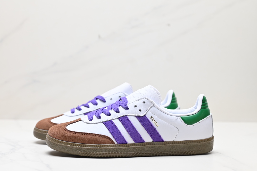 130 阿迪达斯Adidas originals Gazelle Indoor ”棕紫绿“ 这款阿迪达斯运动鞋 ID8349