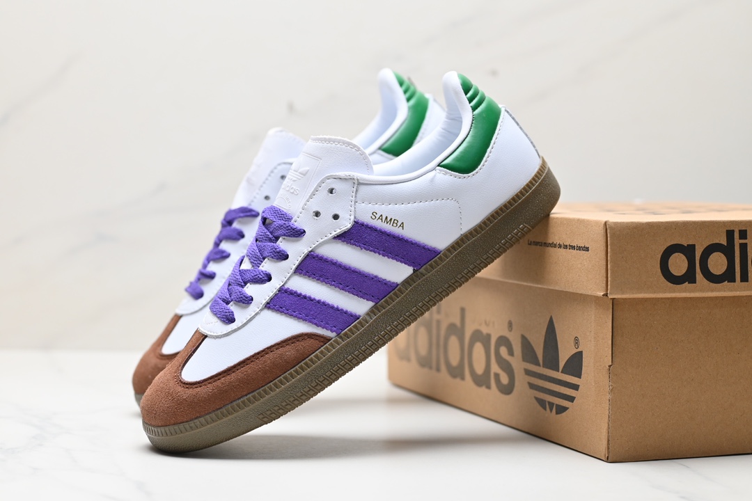 130 阿迪达斯Adidas originals Gazelle Indoor ”棕紫绿“ 这款阿迪达斯运动鞋 ID8349