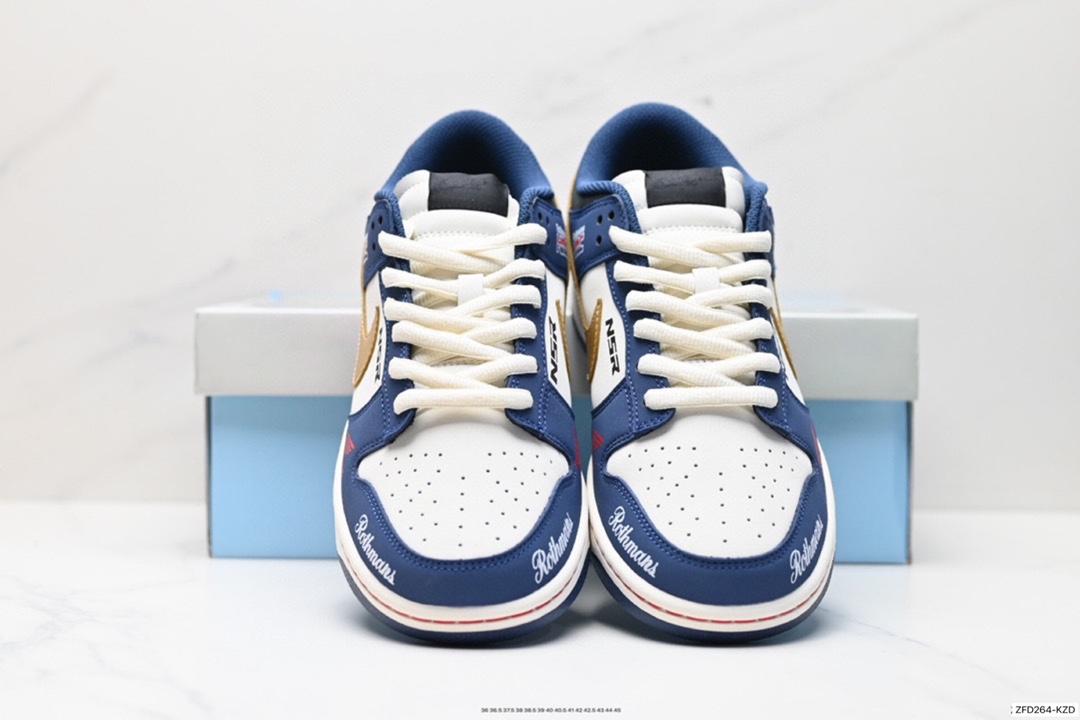 280 高端定制 Nike SB Dunk Low “复古白蓝”联名配色 低帮休闲运动滑板板鞋 MU0232-365