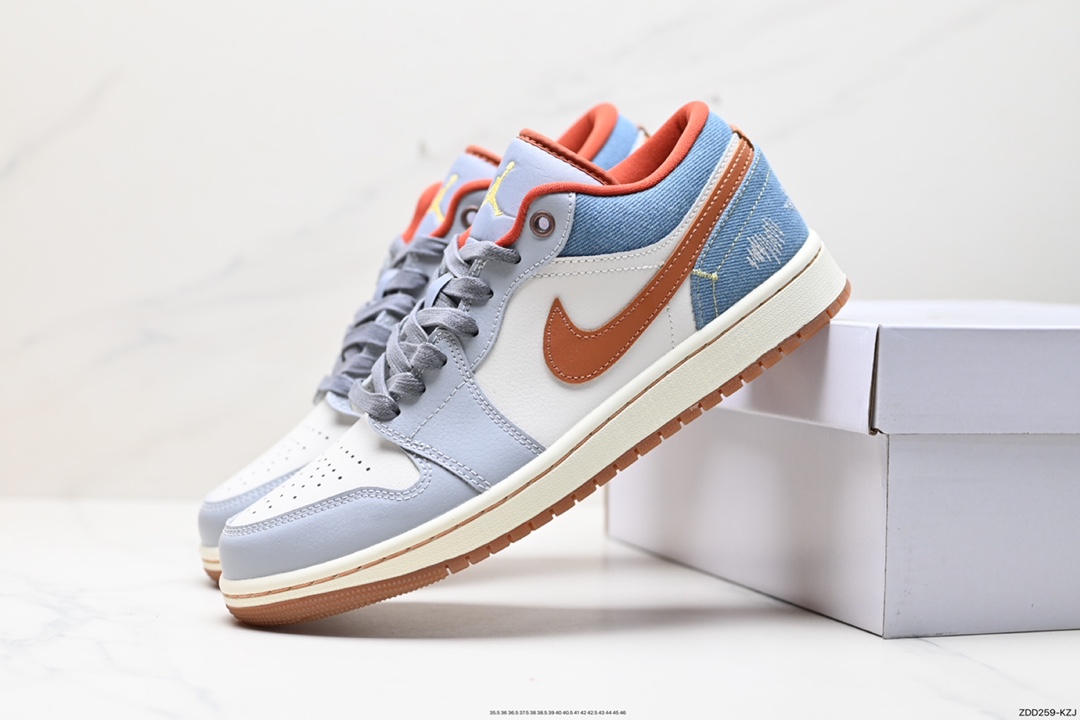 230 耐克Nike Air Jordan 1 Low SE”Phantom Denim Swoosh”AJ1乔丹一代篮球鞋“灰棕牛仔蓝情人节”FZ5045-091