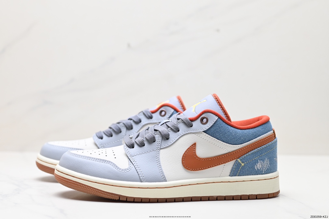 230 耐克Nike Air Jordan 1 Low SE”Phantom Denim Swoosh”AJ1乔丹一代篮球鞋“灰棕牛仔蓝情人节”FZ5045-091