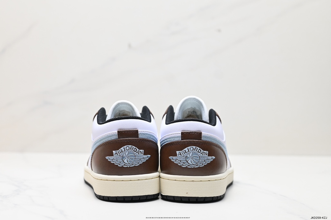 160 耐克Nike Air Jordan 1 Low GS”Mocha Blue Gray”AJ1乔丹一代低帮篮球鞋“白棕摩卡棕牛仔刺绣”FQ7832-142