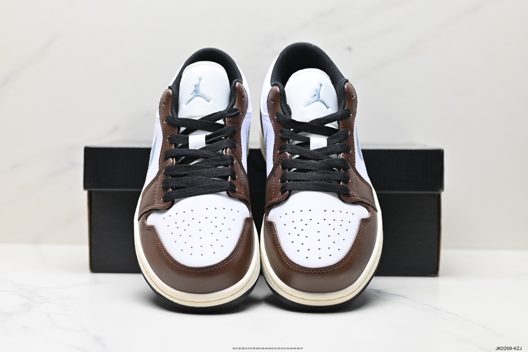 160 耐克Nike Air Jordan 1 Low GS”Mocha Blue Gray”AJ1乔丹一代低帮篮球鞋“白棕摩卡棕牛仔刺绣”FQ7832-142