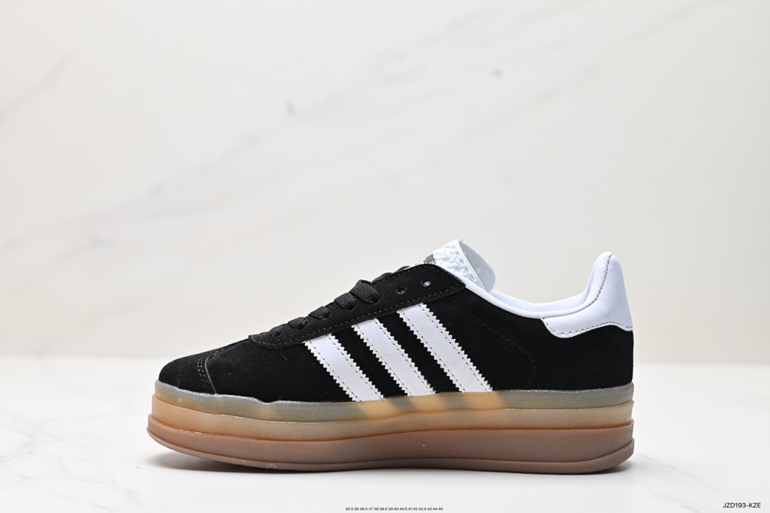 140 Adidas Originals Gazelle Bold W 羚羊松糕系列“翻毛黑白生胶底” 三叶草 IE0876