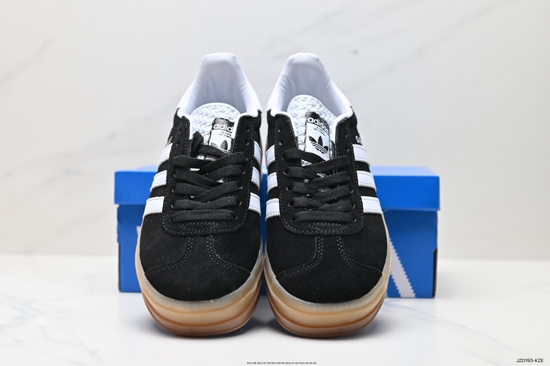 140 Adidas Originals Gazelle Bold W 羚羊松糕系列“翻毛黑白生胶底” 三叶草 IE0876