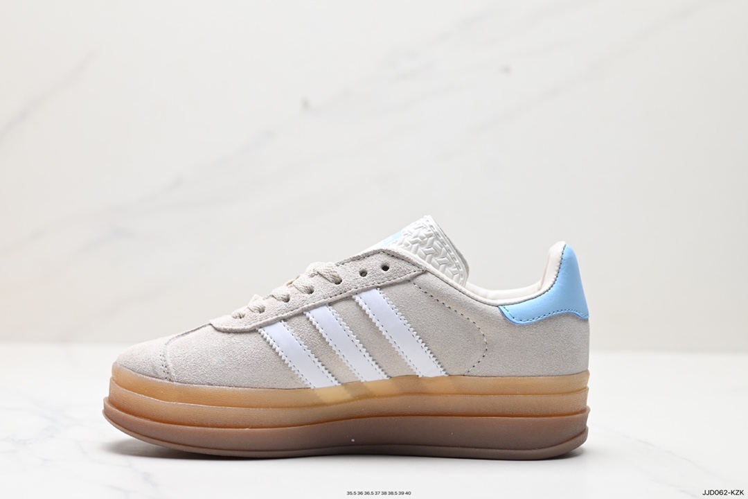 130 Adidas Originals Gazelle Bold W 羚羊松糕系列“翻毛黑白生胶底” 三叶草厚底休闲防滑耐磨低帮板鞋 IE0876