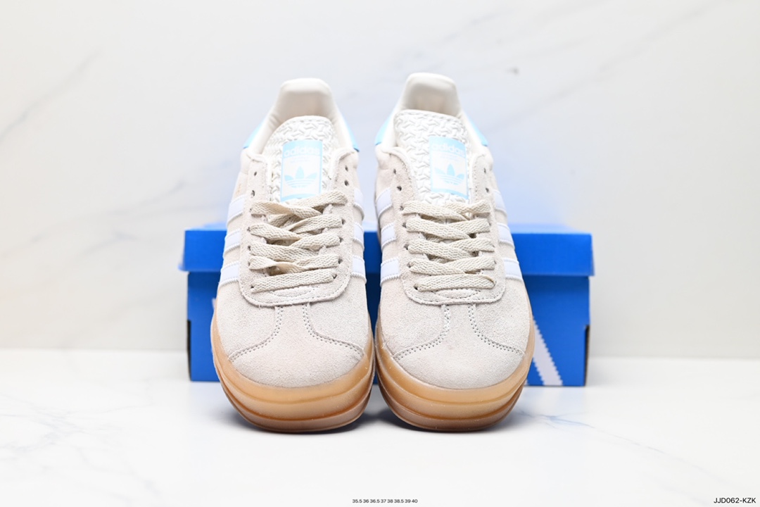 130 Adidas Originals Gazelle Bold W 羚羊松糕系列“翻毛黑白生胶底” 三叶草厚底休闲防滑耐磨低帮板鞋 IE0876