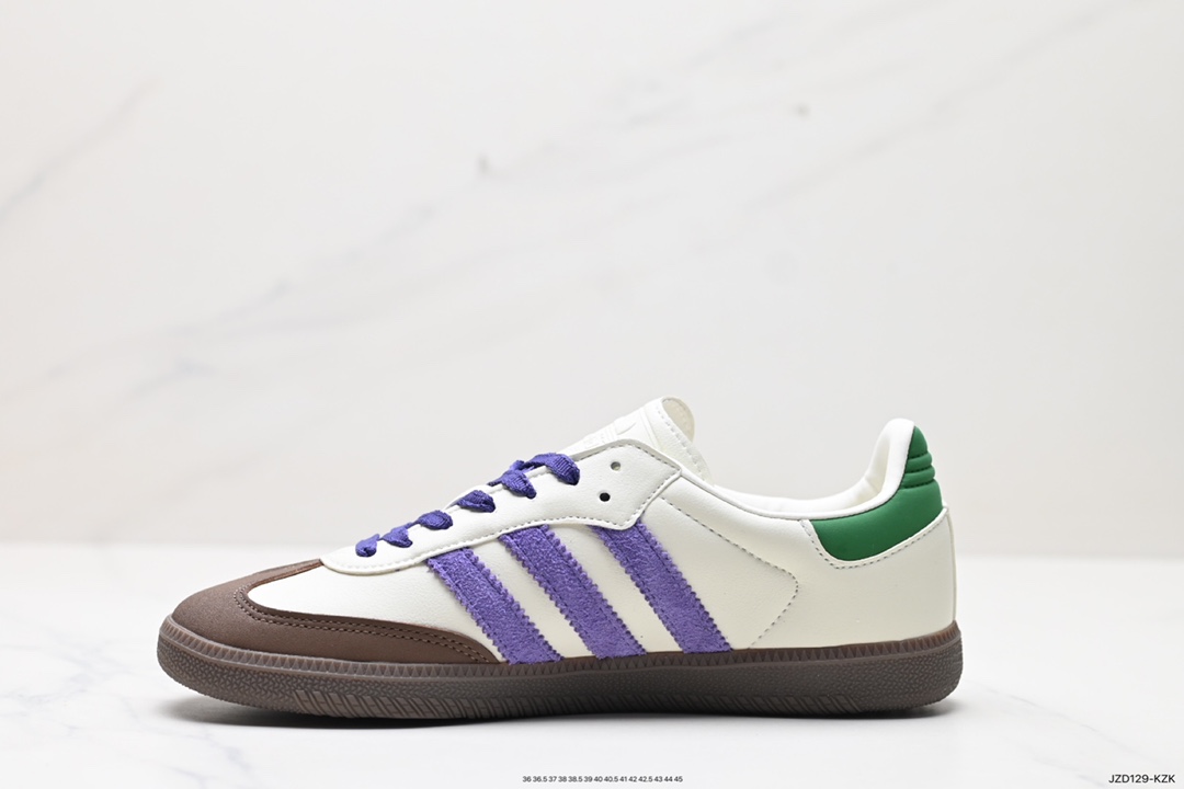 140 三叶草Adidas Originals Wmns Samba OG”Off White”桑巴舞板鞋“蓝莓优格塔米紫绿咖啡底” ID8349